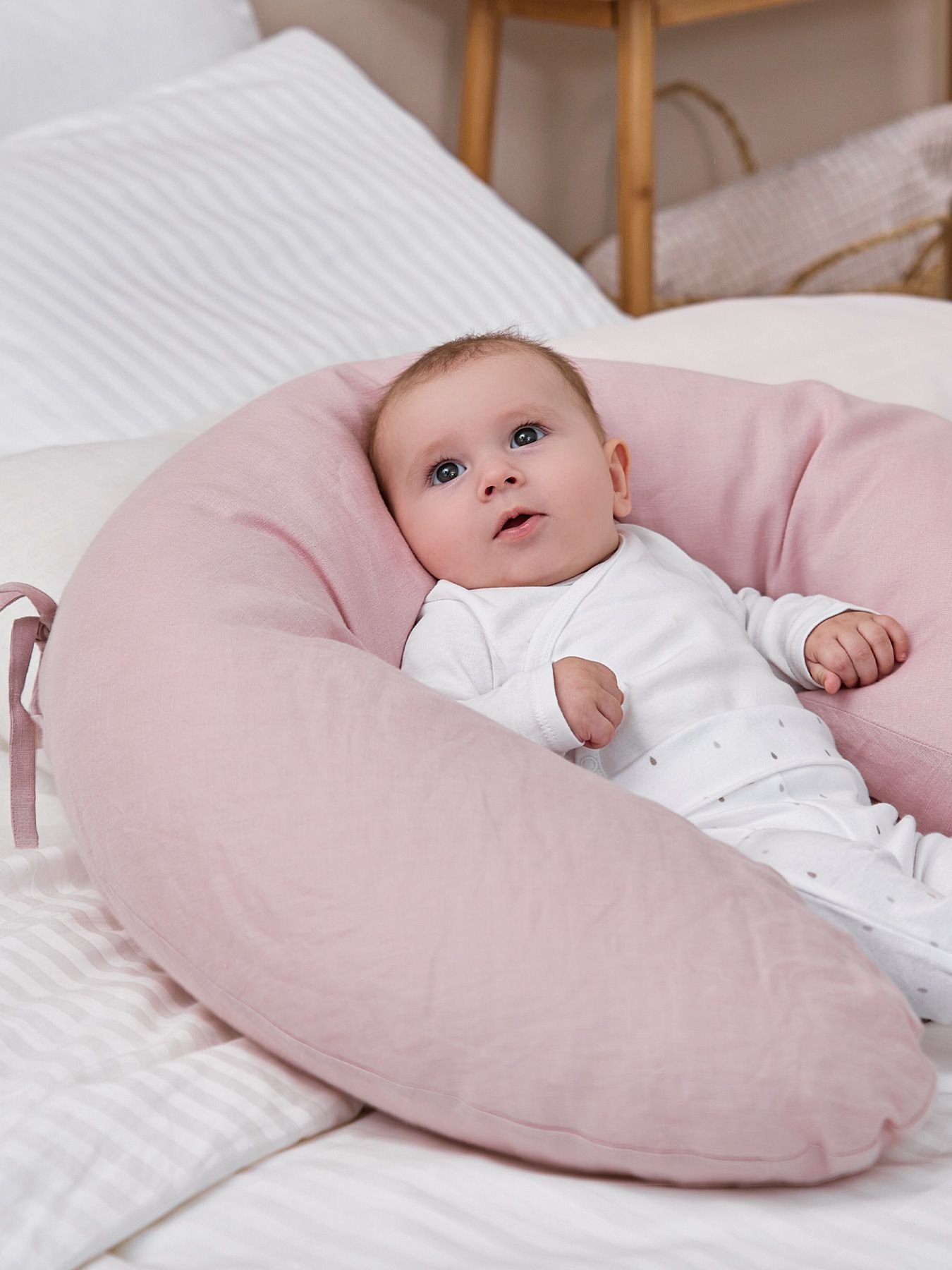 Подушка для беременных из стираного льна Happy Baby