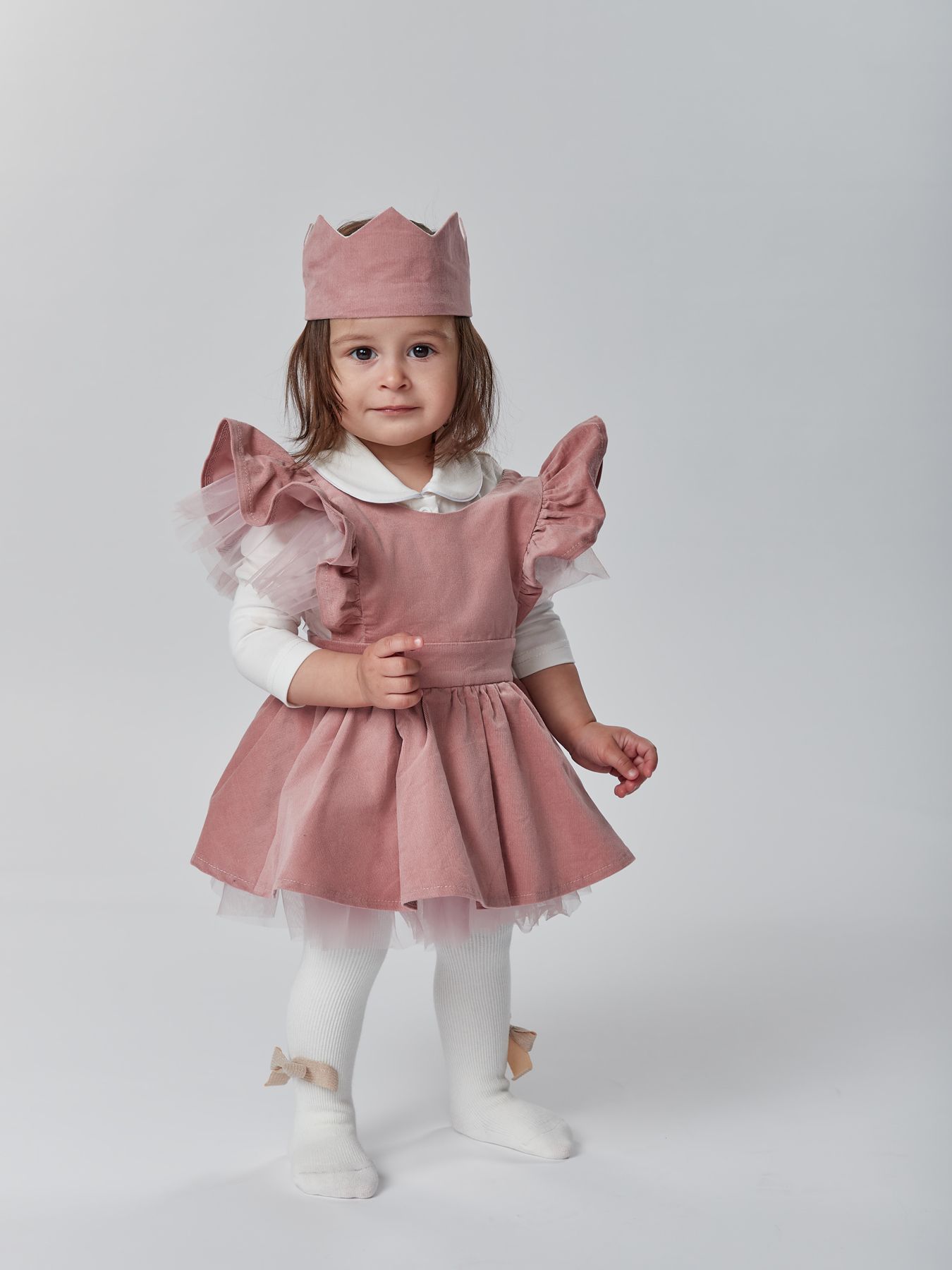 Комплект для девочек: боди, платье, повязка на голову Happy Baby