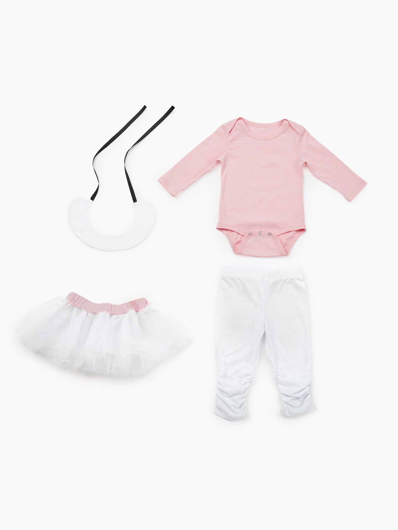 Комплект для девочек: боди, леггинсы и юбка Happy Baby