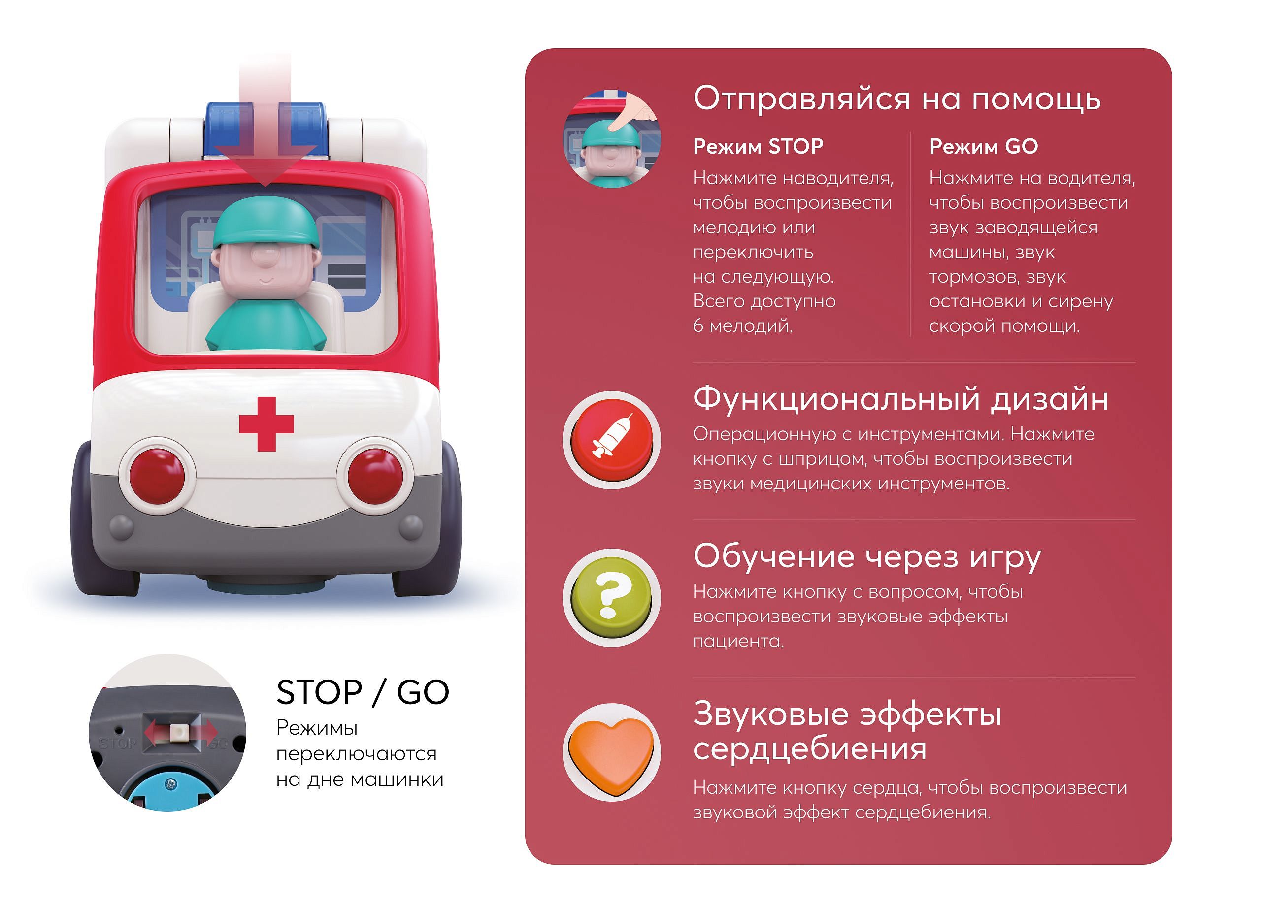 Машинка Happy Happy Baby 331892 AMBULANCE Скорая помощь 4690624066306 —  купить в интернет-магазине ОНЛАЙН ТРЕЙД.РУ